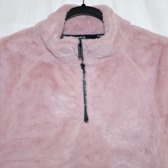 Calvin Klein Pink Performance Fuzzy Faux Fur Quarter-Zip Pullover. Large. NWT. - Picture 2 of 12